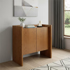 34" Walnut Wood Sideboard With Two Doors