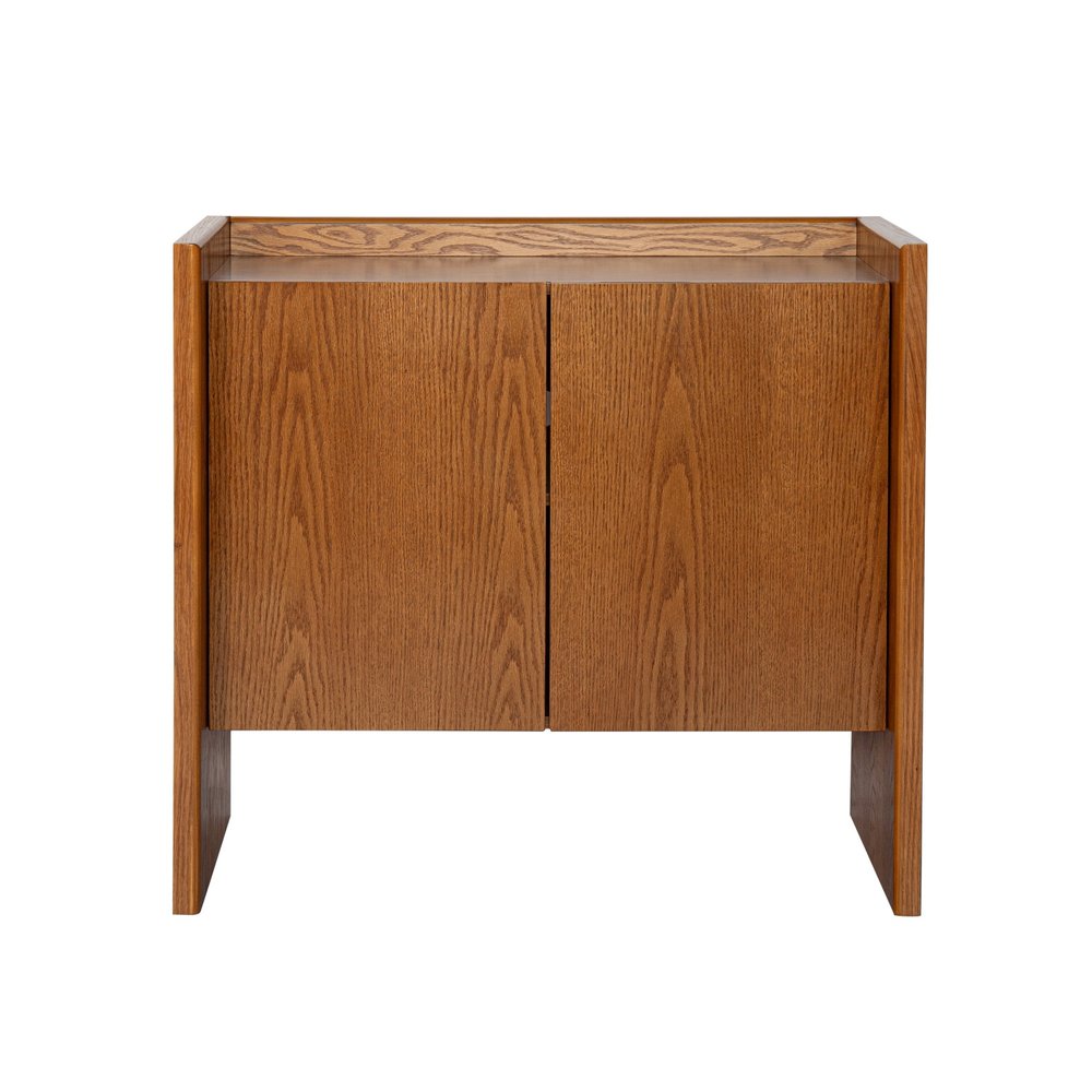 34" Walnut Wood Sideboard With Two Doors