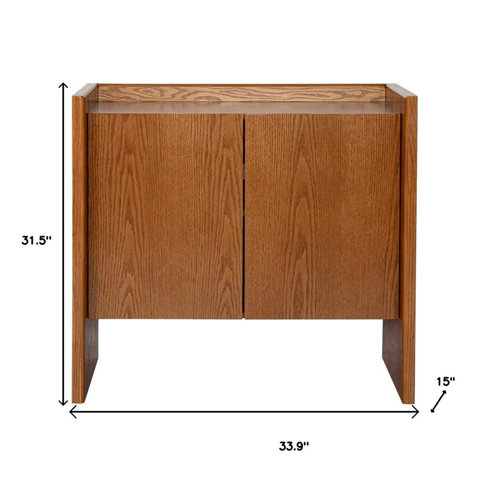 34" Walnut Wood Sideboard With Two Doors