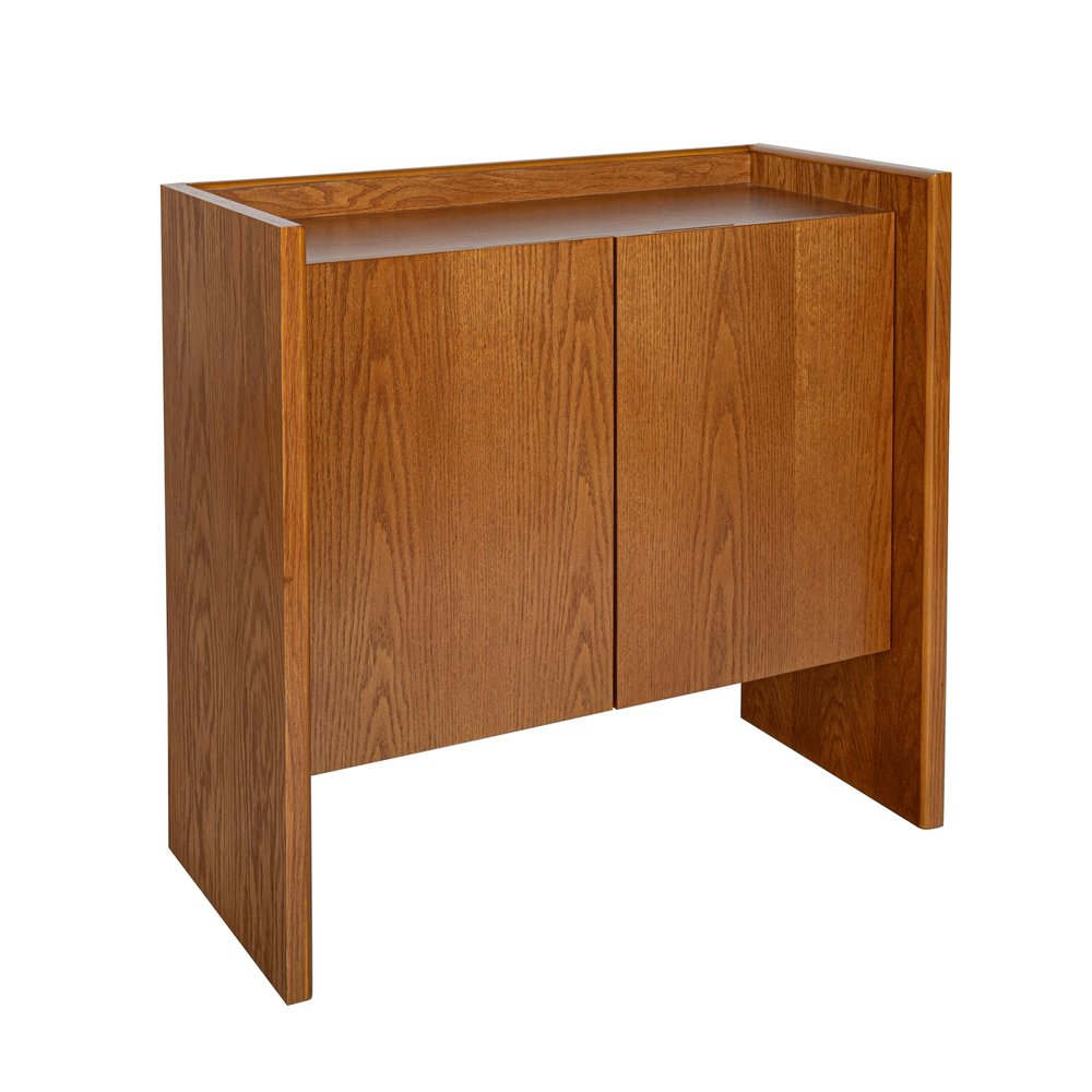 34" Walnut Wood Sideboard With Two Doors