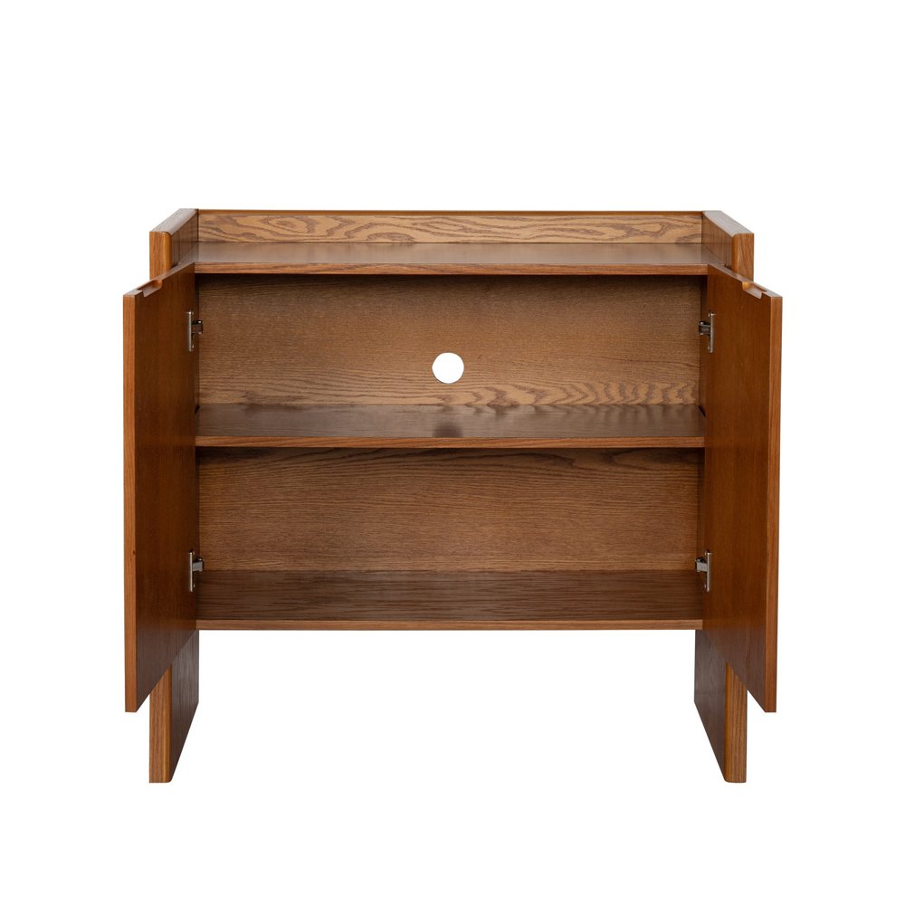 34" Walnut Wood Sideboard With Two Doors