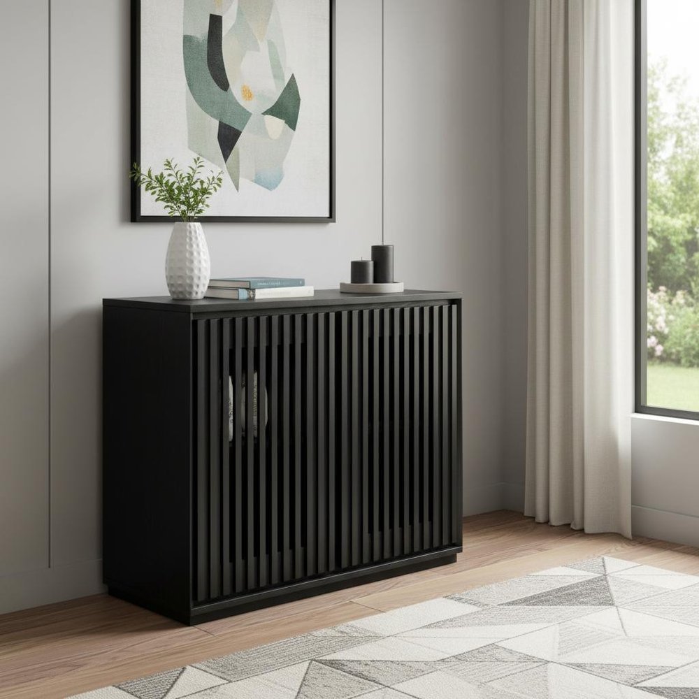 39" Black Wood Accent Cabinet