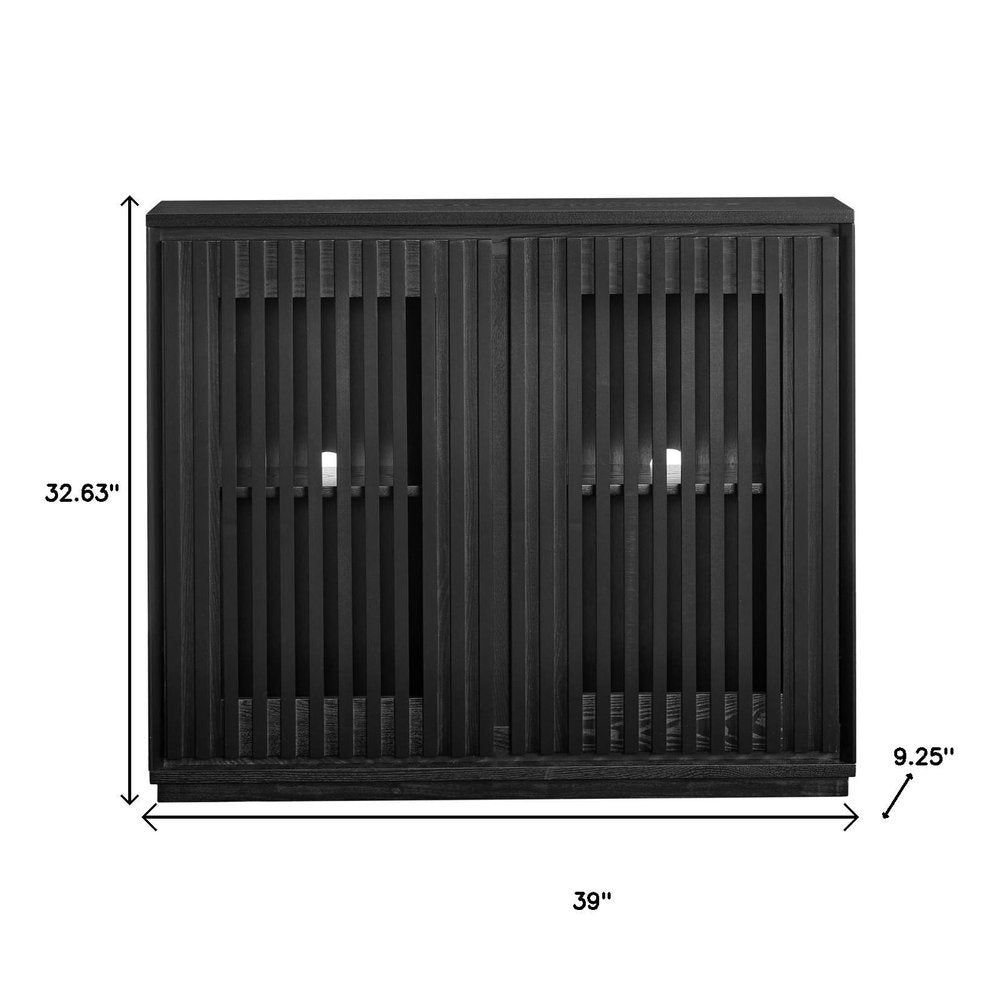 39" Black Wood Accent Cabinet
