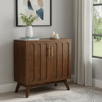 32" Brown Wood Accent Cabinet