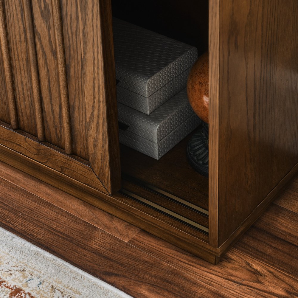 32" Brown Wood Accent Cabinet