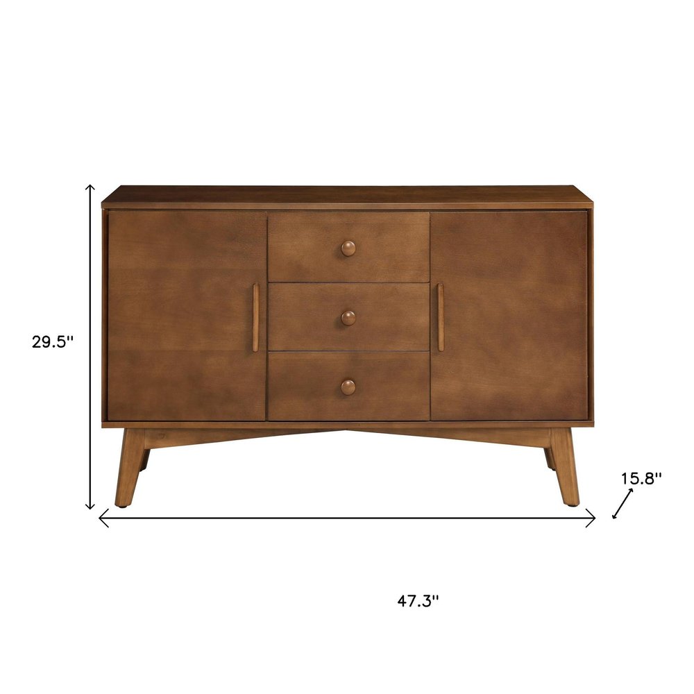 47" Brown Wood Three Drawer Sideboard With Two Doors
