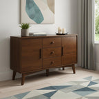 47" Brown Wood Three Drawer Sideboard With Two Doors