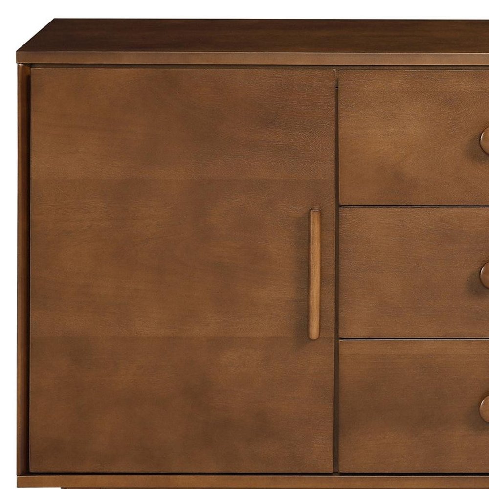 47" Brown Wood Three Drawer Sideboard With Two Doors