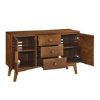 47" Brown Wood Three Drawer Sideboard With Two Doors