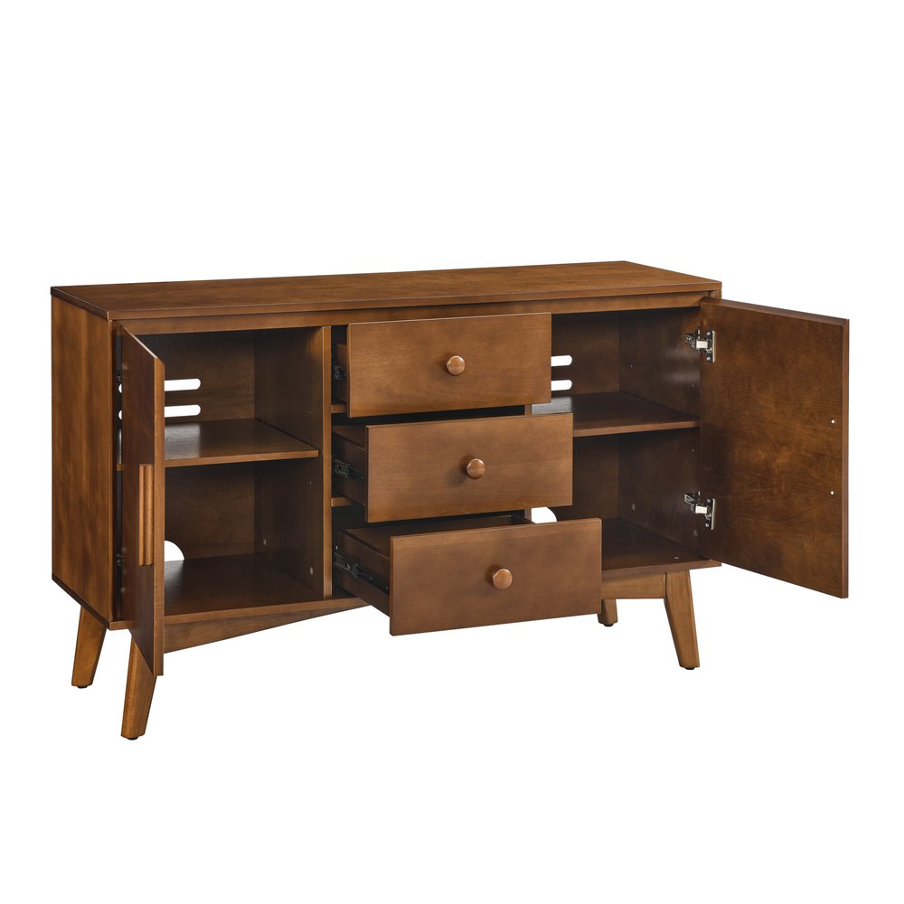 47" Brown Wood Three Drawer Sideboard With Two Doors