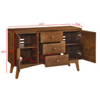 47" Brown Wood Three Drawer Sideboard With Two Doors