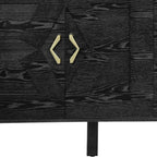 60" Black Wood Ribbed Texture Sideboard With Four Doors