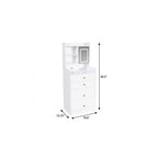20" White Wood Mirrored Five Drawer Vanity Table And Lights