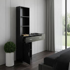 40" Black Wood Mirrored Two Drawer Vanity Table