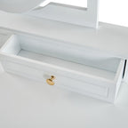 36" White Wood Mirrored Five Drawer Vanity Table