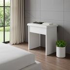 24" White Wood Mirrored Vanity Table And Lights