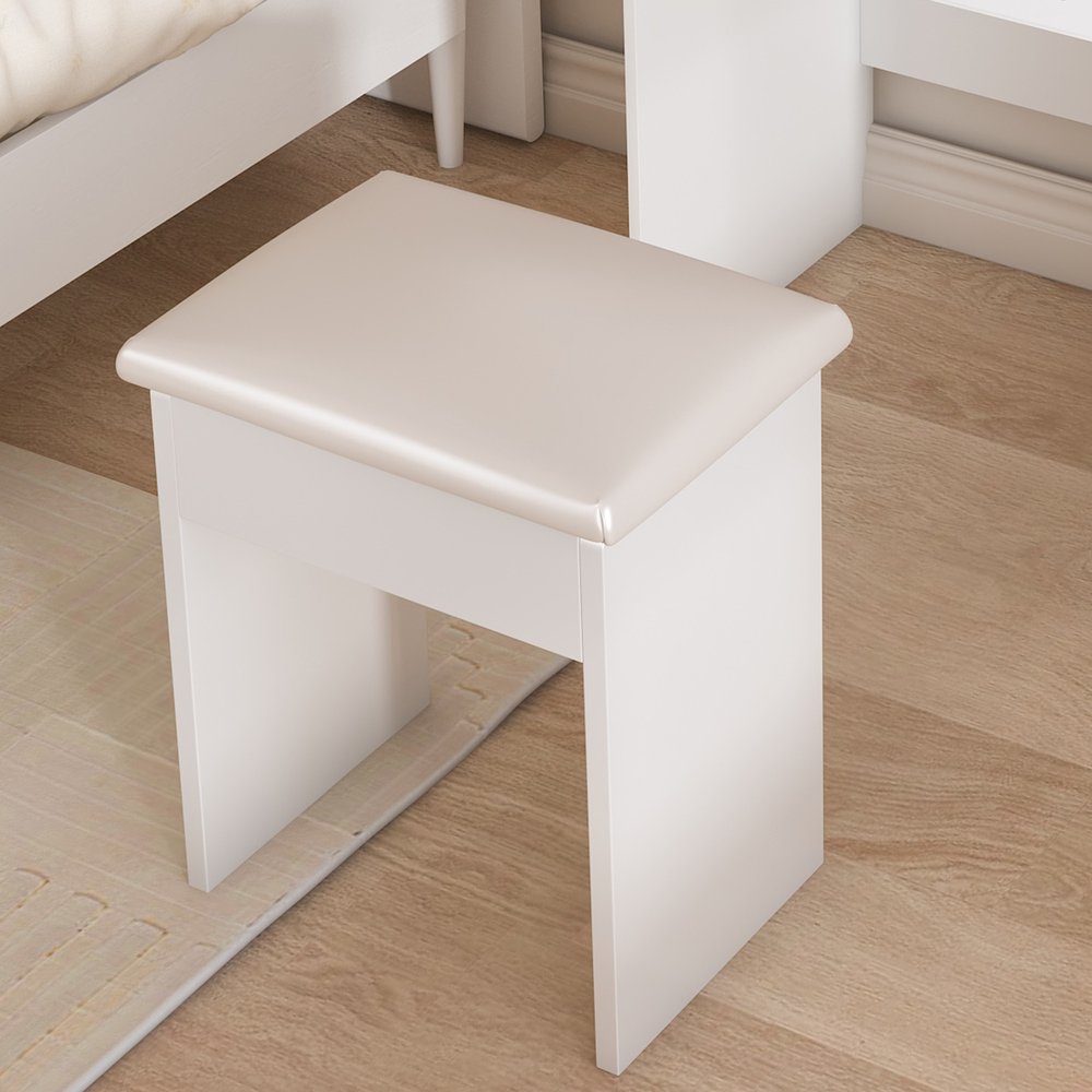 24" White Wood Mirrored Vanity Table And Lights