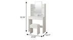 24" White Wood Mirrored Two Drawer Vanity Table And Lights