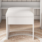 24" White Wood Mirrored Three Drawer Vanity Table And Lights