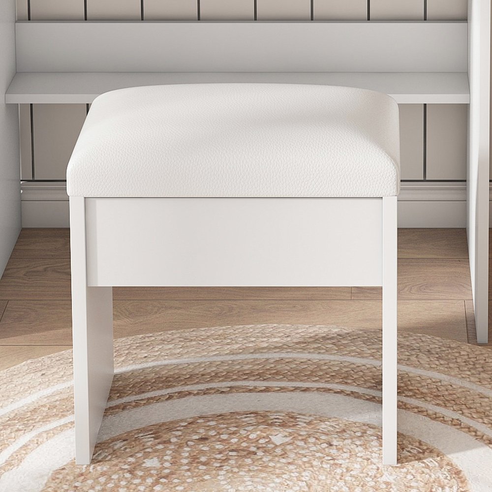 24" White Wood Mirrored Three Drawer Vanity Table And Lights