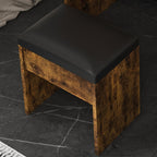 24" Brown Wood Mirrored Three Drawer Vanity Table And Lights