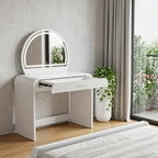 39" White Wood Mirrored Vanity Table And Lights