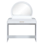 39" White Wood Mirrored Vanity Table And Lights