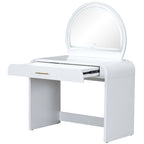 39" White Wood Mirrored Vanity Table And Lights