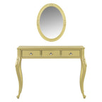 39" Brown Wood Mirrored Three Drawer Vanity Table