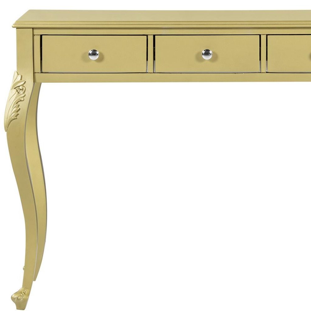 39" Brown Wood Mirrored Three Drawer Vanity Table