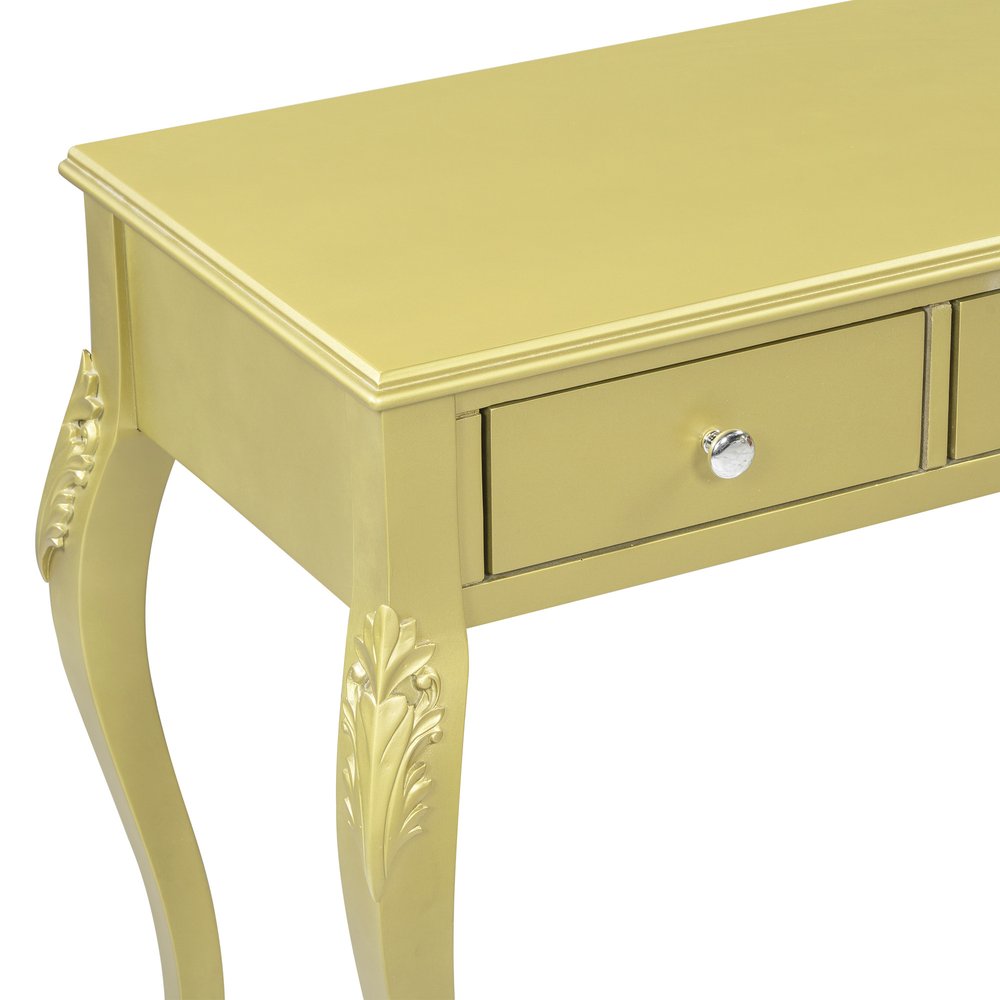 39" Brown Wood Mirrored Three Drawer Vanity Table