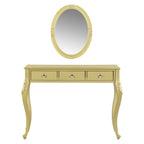 39" Brown Wood Mirrored Three Drawer Vanity Table