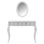 39" Silver Wood Mirrored Three Drawer Vanity Table