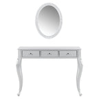 39" Silver Wood Mirrored Three Drawer Vanity Table