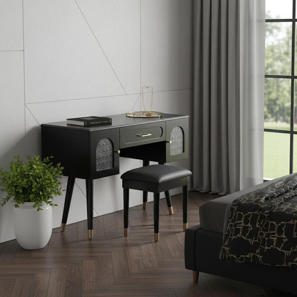40" Black Wood Vanity Table