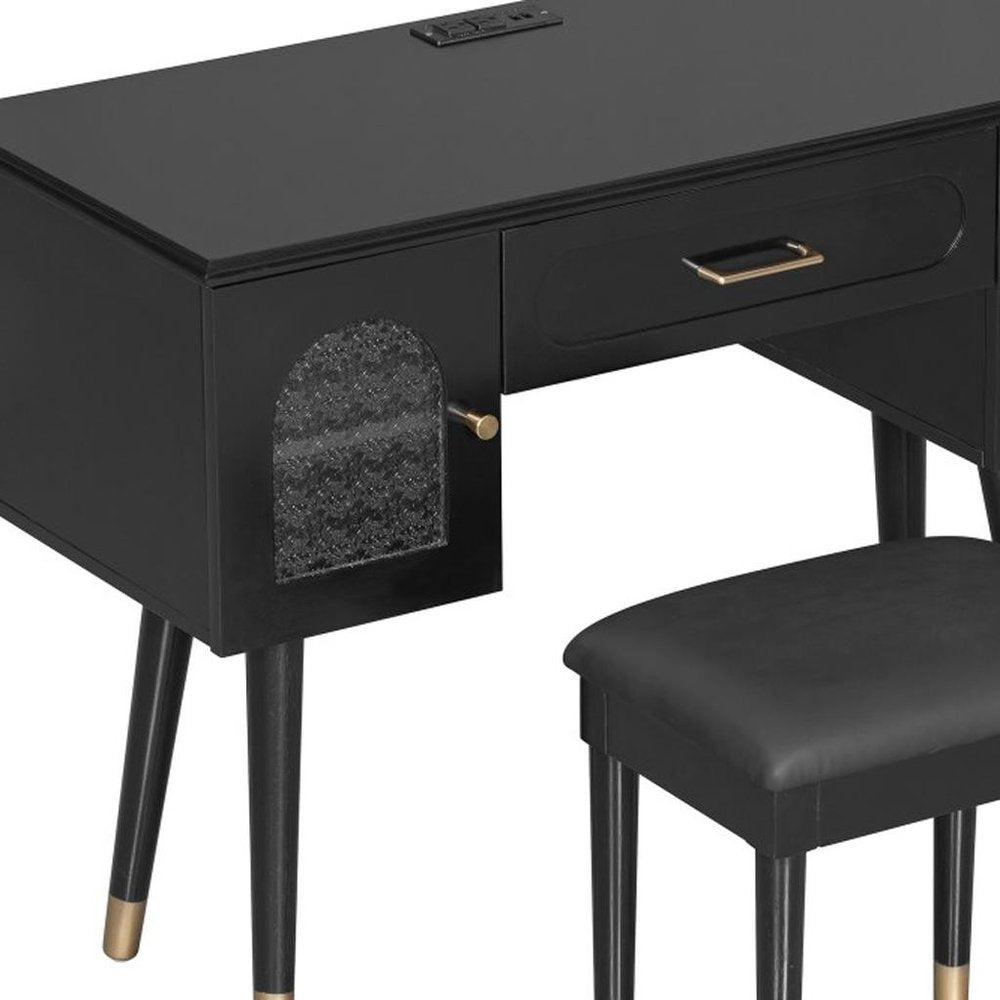 40" Black Wood Vanity Table