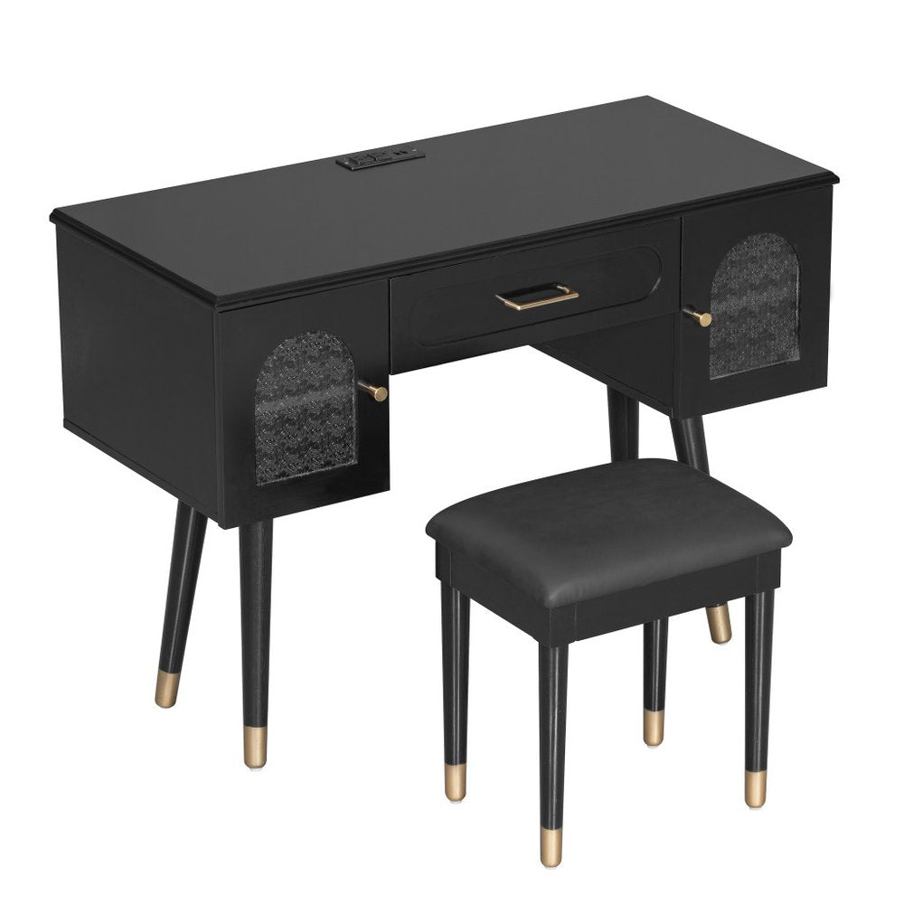40" Black Wood Vanity Table