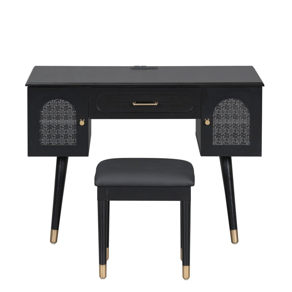 40" Black Wood Vanity Table