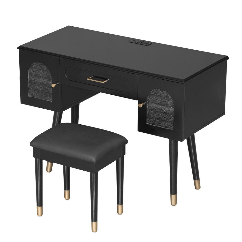 40" Black Wood Vanity Table