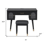 40" Black Wood Vanity Table