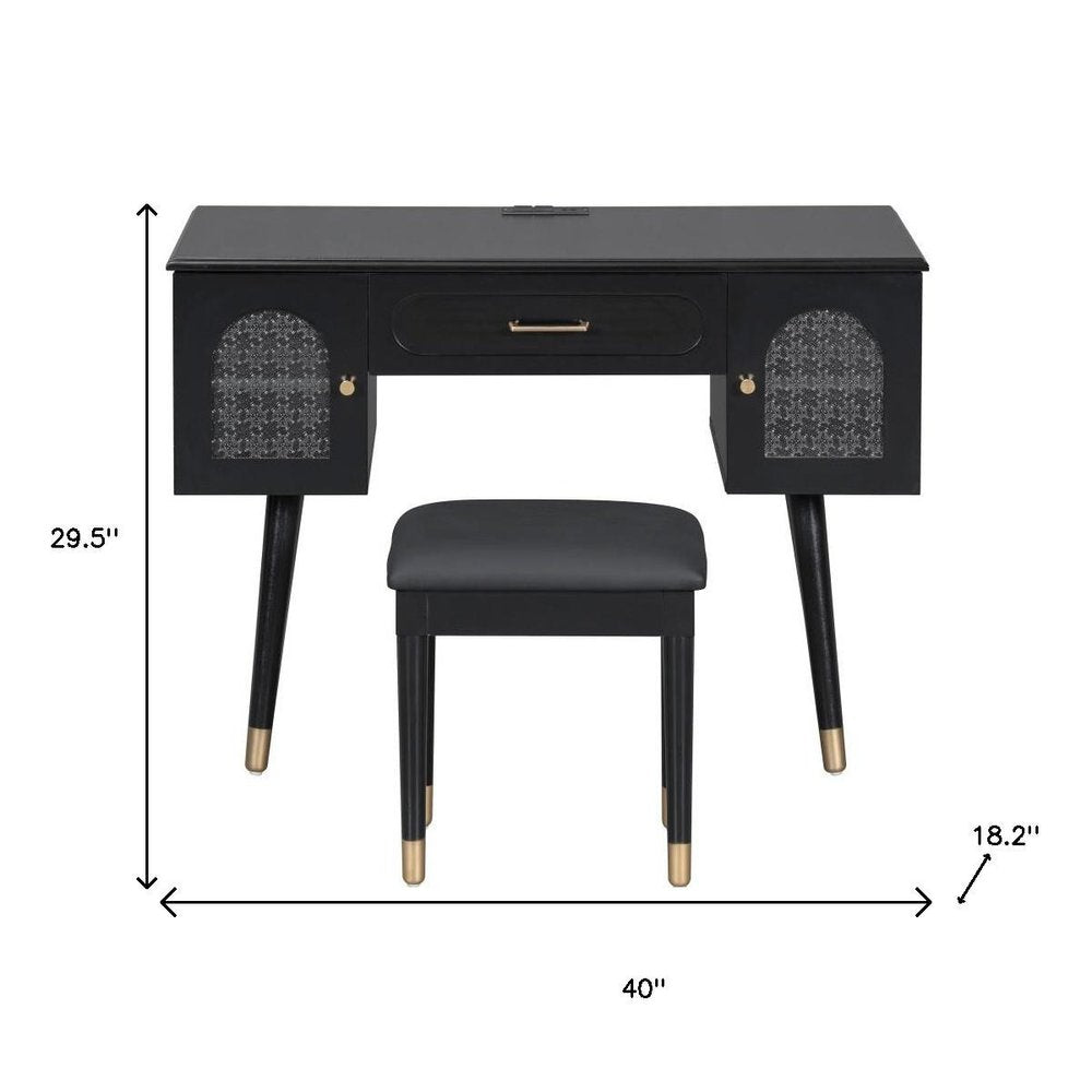 40" Black Wood Vanity Table