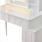 40" White Wood Mirrored Four Drawer Vanity Table And Lights