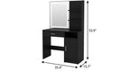 35" Black Wood Mirrored Vanity Table And Lights