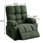 39" Dark Green Tufted Chenille Heated Massage Manual Rocker And Swivel Recliner With USB
