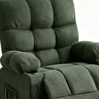 39" Dark Green Tufted Chenille Heated Massage Manual Rocker And Swivel Recliner With USB