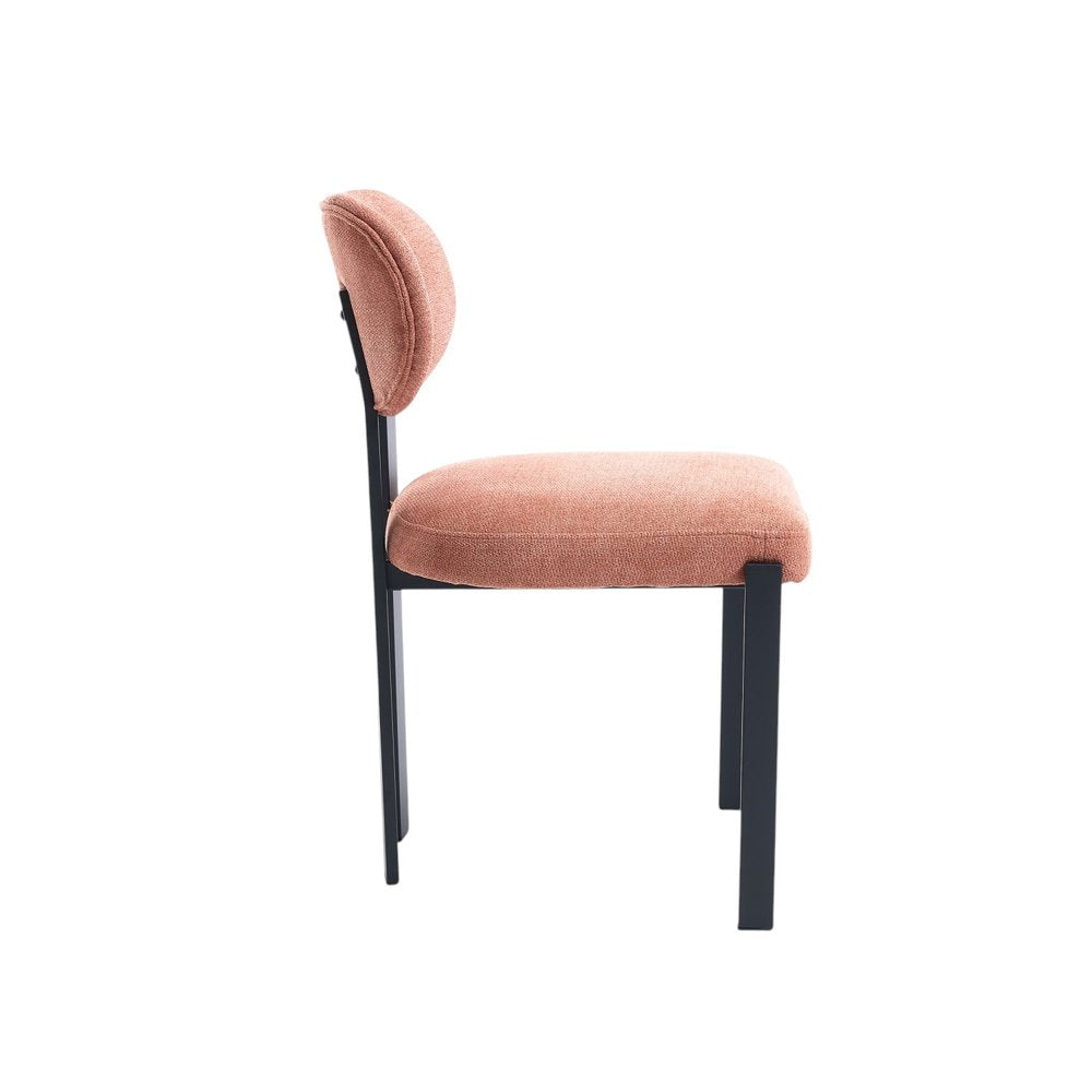 Set of Two Green and Black Chenille And Metal Partially Open Back Dining Side Chairs