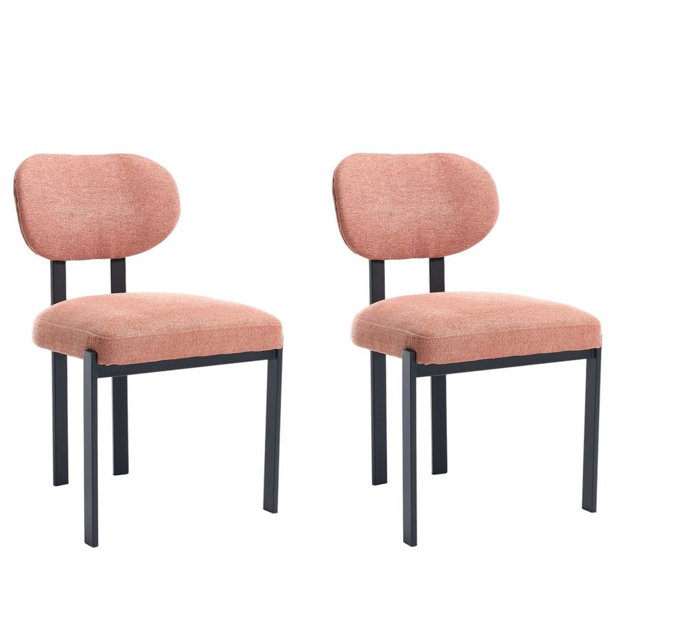 Set of Two Green and Black Chenille And Metal Partially Open Back Dining Side Chairs