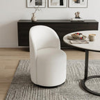 Brown and Black Velvet Curved Back Swivel Dining Arm Chair