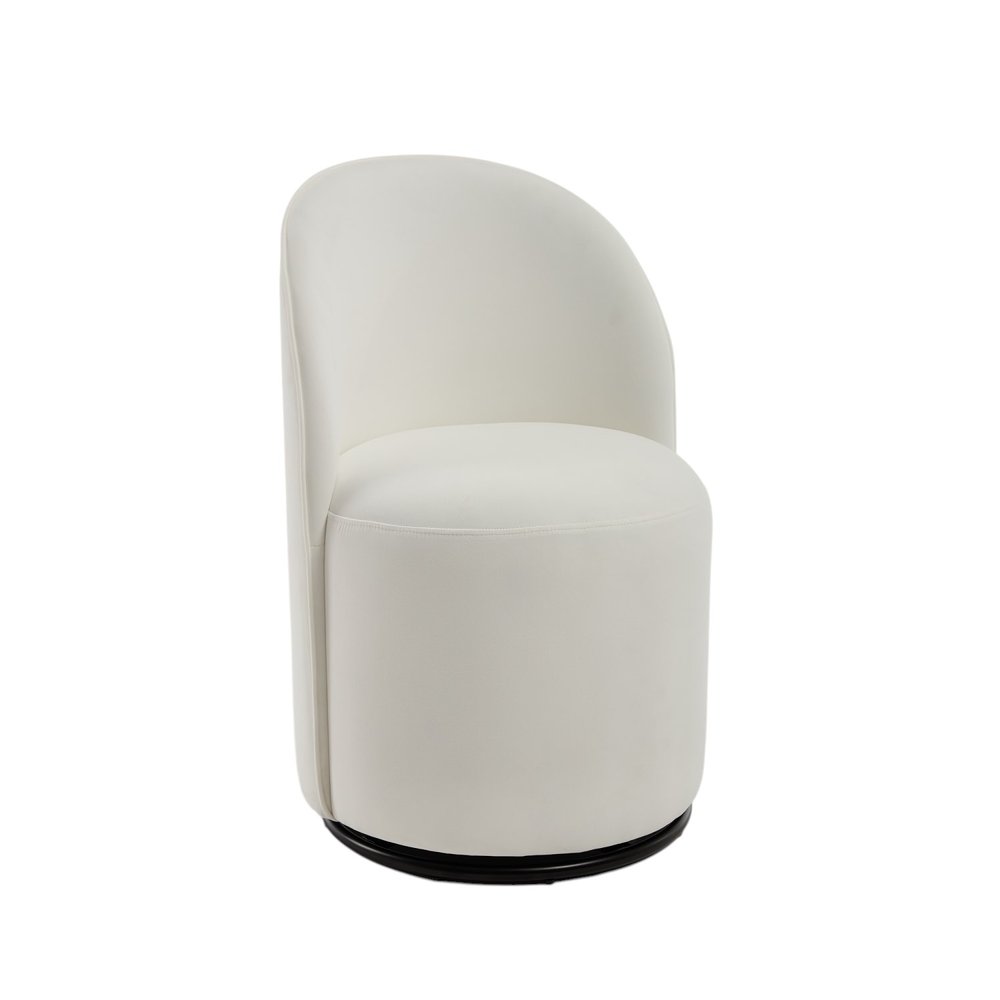 Brown and Black Velvet Curved Back Swivel Dining Arm Chair