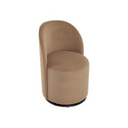 Brown and Black Velvet Curved Back Swivel Dining Arm Chair